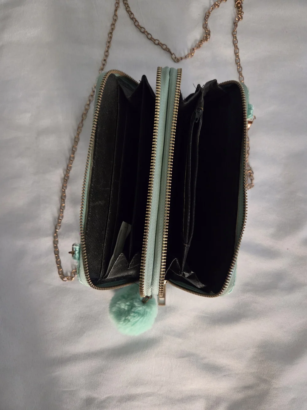PINK Victoria's Secret Mint Sequin Clutch with Pink Glitter Logo